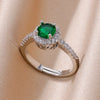 Zircon Crystal Rings for Women Stainless Steel Gold Plated Ring  Trend Couple Wedding Jewelry   anillos mujer
