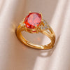 Zircon Crystal Rings for Women Stainless Steel Gold Plated Ring  Trend Couple Wedding Jewelry   anillos mujer