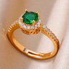 Zircon Crystal Rings for Women Stainless Steel Gold Plated Ring  Trend Couple Wedding Jewelry   anillos mujer
