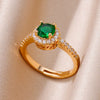 Zircon Crystal Rings for Women Stainless Steel Gold Plated Ring  Trend Couple Wedding Jewelry   anillos mujer