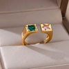 Zircon Flame Drop Rings For Women Gold Plated Stainless Steel Water Drop Adjustable Ring Femme Wedding Party Jewelry Gift Femme