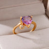 Zircon Flame Drop Rings For Women Gold Plated Stainless Steel Water Drop Adjustable Ring Femme Wedding Party Jewelry Gift Femme
