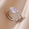 Zircon Flame Drop Rings For Women Gold Plated Stainless Steel Water Drop Adjustable Ring Femme Wedding Party Jewelry Gift Femme