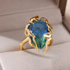 Zircon Flame Drop Rings For Women Gold Plated Stainless Steel Water Drop Adjustable Ring Femme Wedding Party Jewelry Gift Femme