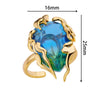 Zircon Flame Drop Rings For Women Gold Plated Stainless Steel Water Drop Adjustable Ring Femme Wedding Party Jewelry Gift Femme