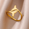 Zircon Flame Drop Rings For Women Gold Plated Stainless Steel Water Drop Adjustable Ring Femme Wedding Party Jewelry Gift Femme