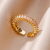 Zircon Flame Drop Rings For Women Gold Plated Stainless Steel Water Drop Adjustable Ring Femme Wedding Party Jewelry Gift Femme