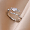 Zircon Flame Drop Rings For Women Gold Plated Stainless Steel Water Drop Adjustable Ring Femme Wedding Party Jewelry Gift Femme