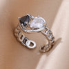 Zircon Flame Drop Rings For Women Gold Plated Stainless Steel Water Drop Adjustable Ring Femme Wedding Party Jewelry Gift Femme
