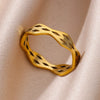 Zircon Flame Drop Rings For Women Gold Plated Stainless Steel Water Drop Adjustable Ring Femme Wedding Party Jewelry Gift Femme