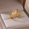 Zircon Flame Drop Rings For Women Gold Plated Stainless Steel Water Drop Adjustable Ring Femme Wedding Party Jewelry Gift Femme
