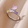 Zircon Flame Drop Rings For Women Gold Plated Stainless Steel Water Drop Adjustable Ring Femme Wedding Party Jewelry Gift Femme