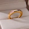 Zircon Flame Drop Rings For Women Gold Plated Stainless Steel Water Drop Adjustable Ring Femme Wedding Party Jewelry Gift Femme