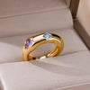 Zircon Flame Drop Rings For Women Gold Plated Stainless Steel Water Drop Adjustable Ring Femme Wedding Party Jewelry Gift Femme