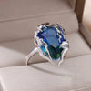 Zircon Flame Drop Rings For Women Gold Plated Stainless Steel Water Drop Adjustable Ring Femme Wedding Party Jewelry Gift Femme