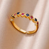 Zircon Flame Drop Rings For Women Gold Plated Stainless Steel Water Drop Adjustable Ring Femme Wedding Party Jewelry Gift Femme