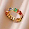 Zircon Flame Drop Rings For Women Gold Plated Stainless Steel Water Drop Adjustable Ring Femme Wedding Party Jewelry Gift Femme