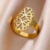 Zircon Flame Drop Rings For Women Gold Plated Stainless Steel Water Drop Adjustable Ring Femme Wedding Party Jewelry Gift Femme