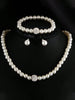 Zircon Imitation Pearls Necklace Stud Earrings Bracelet Set for Women Girls Wedding Party  Romantic Jewelry Gifts Hot