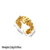 Open Ring, Gold-Tone Stainless Steel, Leaf, Flower, Snake and Geometric Designs, 40 Style Options