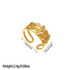 Open Ring, Gold-Tone Stainless Steel, Leaf, Flower, Snake and Geometric Designs, 40 Style Options