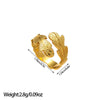 Open Ring, Gold-Tone Stainless Steel, Leaf, Flower, Snake and Geometric Designs, 40 Style Options