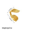 Open Ring, Gold-Tone Stainless Steel, Leaf, Flower, Snake and Geometric Designs, 40 Style Options