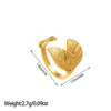 Open Ring, Gold-Tone Stainless Steel, Leaf, Flower, Snake and Geometric Designs, 40 Style Options
