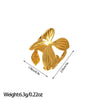 Open Ring, Gold-Tone Stainless Steel, Leaf, Flower, Snake and Geometric Designs, 40 Style Options