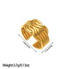 Open Ring, Gold-Tone Stainless Steel, Leaf, Flower, Snake and Geometric Designs, 40 Style Options