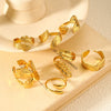 Open Ring, Gold-Tone Stainless Steel, Leaf, Flower, Snake and Geometric Designs, 40 Style Options