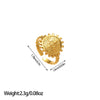 Open Ring, Gold-Tone Stainless Steel, Leaf, Flower, Snake and Geometric Designs, 40 Style Options