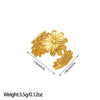 Open Ring, Gold-Tone Stainless Steel, Leaf, Flower, Snake and Geometric Designs, 40 Style Options