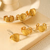 Open Ring, Gold-Tone Stainless Steel, Leaf, Flower, Snake and Geometric Designs, 40 Style Options
