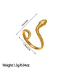 Open Ring, Gold-Tone Stainless Steel, Leaf, Flower, Snake and Geometric Designs, 40 Style Options