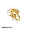 Open Ring, Gold-Tone Stainless Steel, Leaf, Flower, Snake and Geometric Designs, 40 Style Options