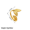 Open Ring, Gold-Tone Stainless Steel, Leaf, Flower, Snake and Geometric Designs, 40 Style Options