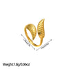 Open Ring, Gold-Tone Stainless Steel, Leaf, Flower, Snake and Geometric Designs, 40 Style Options