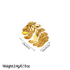 Open Ring, Gold-Tone Stainless Steel, Leaf, Flower, Snake and Geometric Designs, 40 Style Options