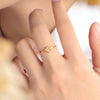 Clover Ring, Gold-Tone Stainless Steel with Clear Accents, US Sizes 5-10