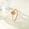 Clover Ring, Gold-Tone Stainless Steel with Clear Accents, US Sizes 5-10