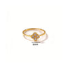 Clover Ring, Gold-Tone Stainless Steel with Clear Accents, US Sizes 5-10