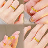 Four-Leaf Clover Open Ring, Alloy, Gold- or Silver-Tone, Adjustable