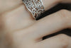 Filigree Ring for Women, Silver-Tone Wide Open Band with Floral Cutout Pattern