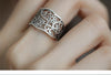 Filigree Ring for Women, Silver-Tone Wide Open Band with Floral Cutout Pattern