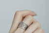 Filigree Ring for Women, Silver-Tone Wide Open Band with Floral Cutout Pattern