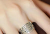 Filigree Ring for Women, Silver-Tone Wide Open Band with Floral Cutout Pattern