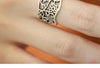 Filigree Ring for Women, Silver-Tone Wide Open Band with Floral Cutout Pattern