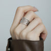 Filigree Ring for Women, Silver-Tone Wide Open Band with Floral Cutout Pattern
