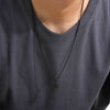 Oval Cross Pendant, Stainless Steel Design in Gold, Silver or Black Tone, Pendant Only or with 60 cm Chain - Black/pendant+60cm with chain